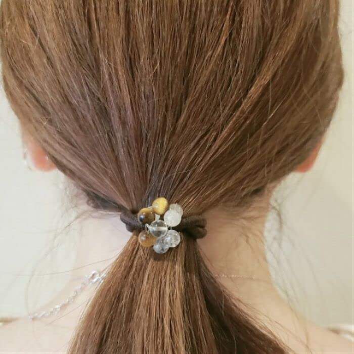 Amazon | 金運 ルチルクォーツ ヘアゴム タイガーアイ 仕事運 天然石